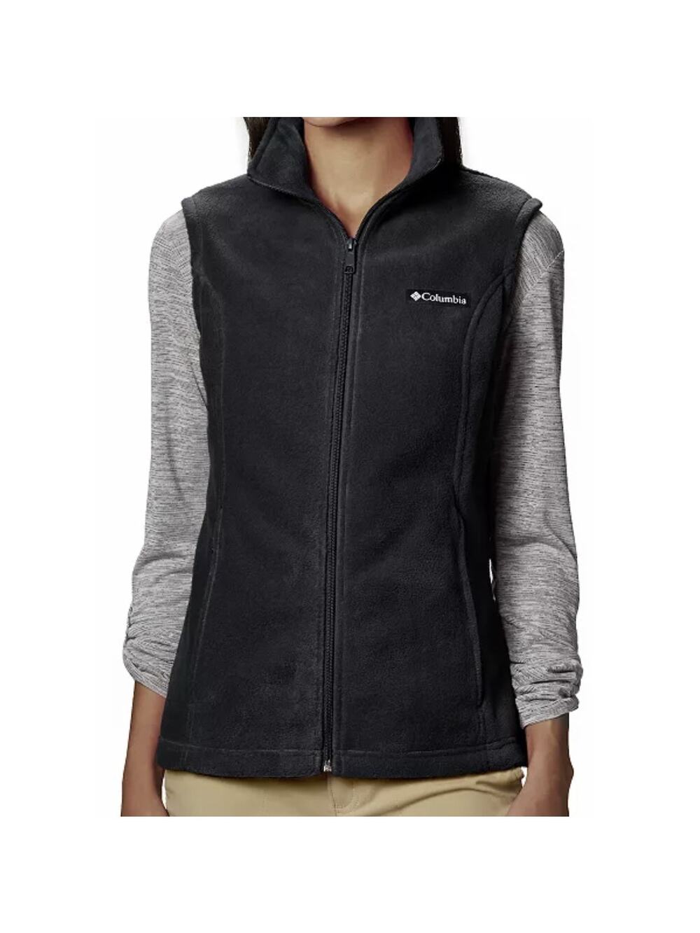 Columbia Sleeveless Black Benton Springs Fleece Full Zip Vest Layers Size Large